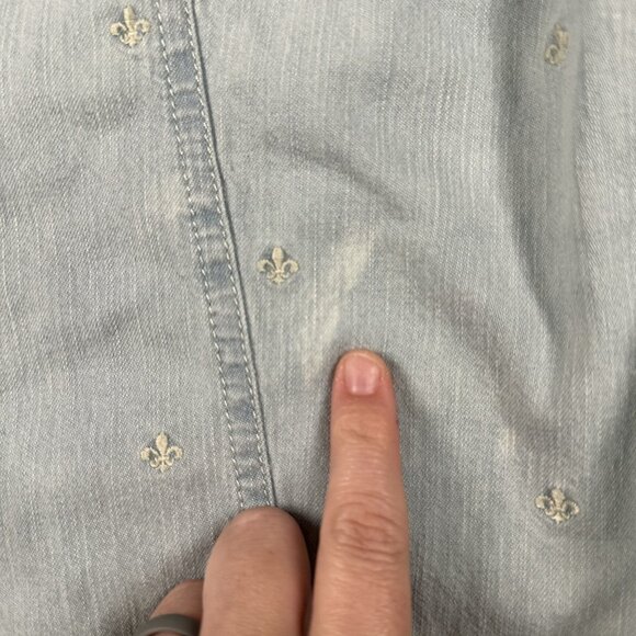 Talbots Shirt Womens 14 Button Down Embroidered Fleur De Lis Long Sleeve Blouse - Picture 4 of 11